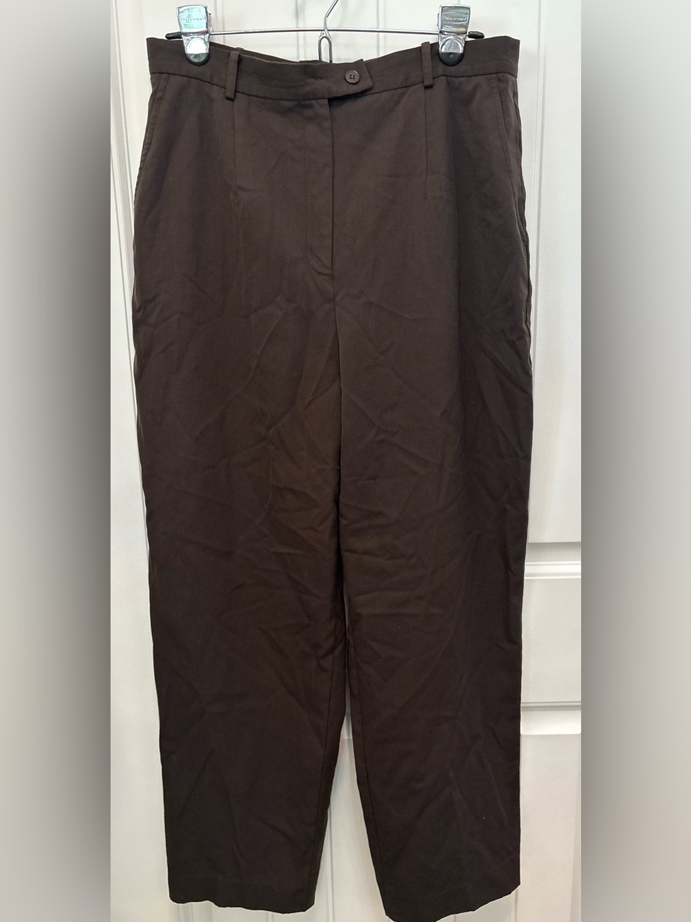 Ann Taylor Loft Dark Brown Straight Leg Wool Dress Pants. Size 14.